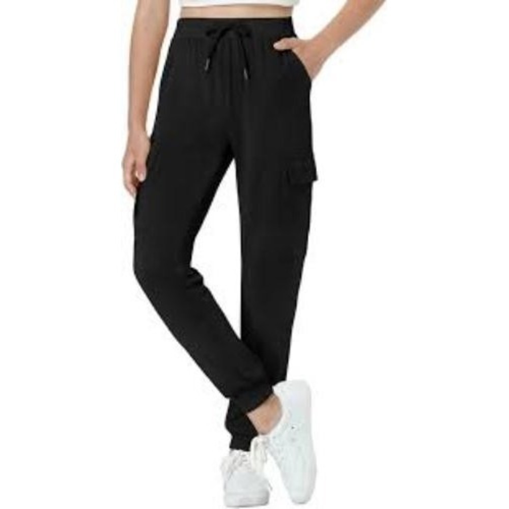 Athleta Sutton‎ Jogger Pants Women's Size 14 Black Solid Tapered Leg Drawstring